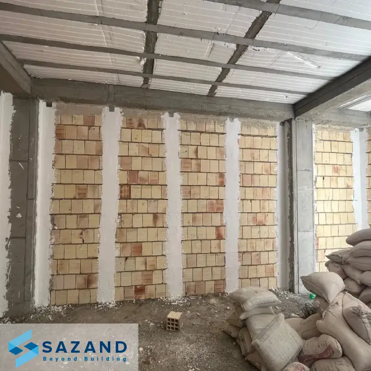 وال مش در مهار دیوار بلوک سفالی