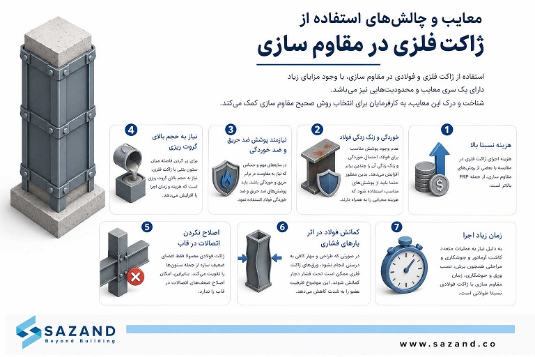 معایب و چالش‌های استفاده از ژاکت فلزی در مقاوم ‌سازی